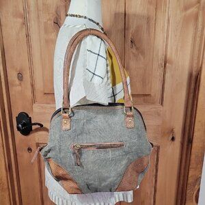 Mona B Leather & Waxed Canvas Shoulder Bag